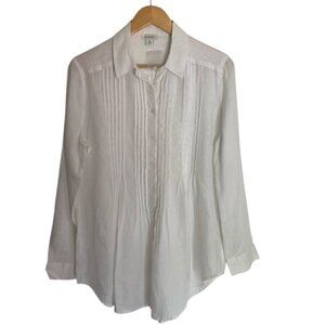 NWOT Sundance Katina White Linen Pintuck Top Medium
